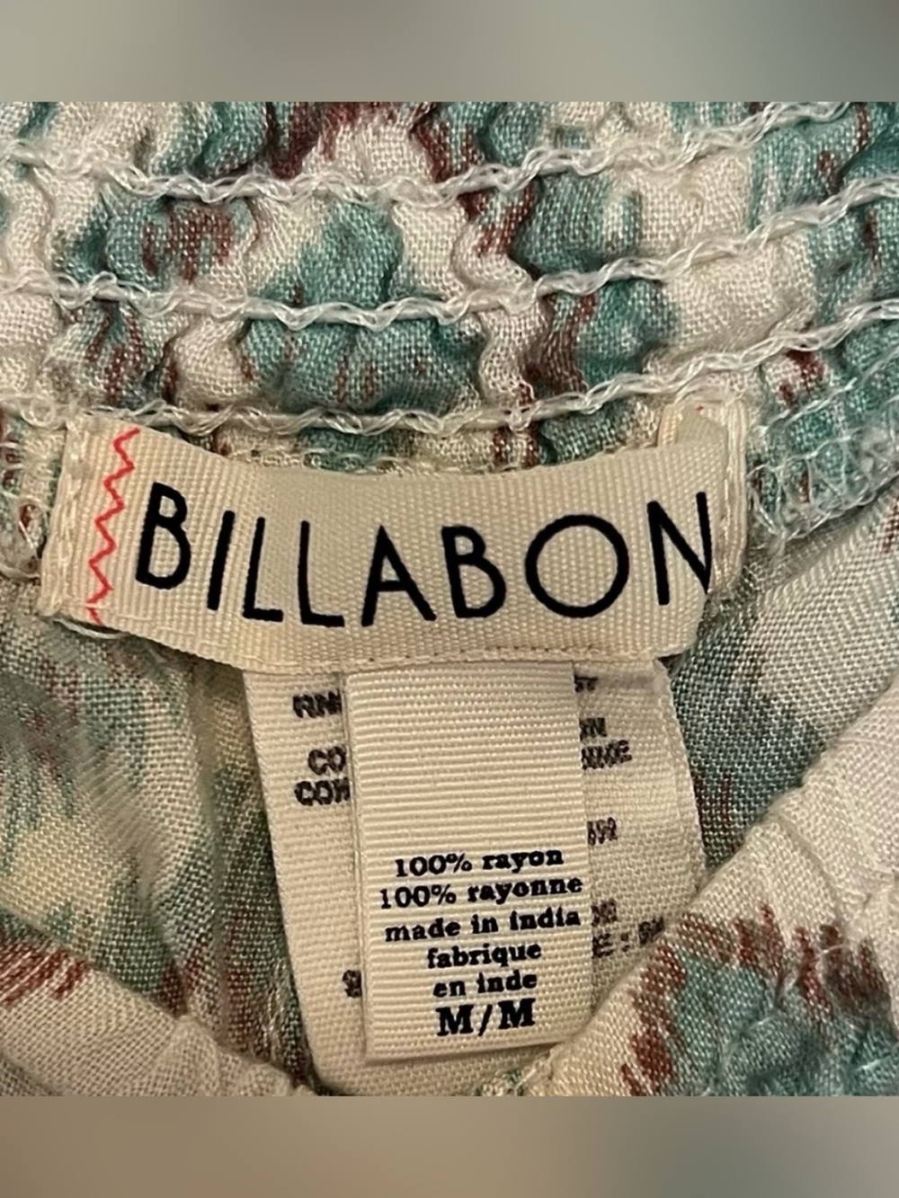Billabong Cream Wide-Leg Pants with Green Geometric Print - Picture 6 of 7